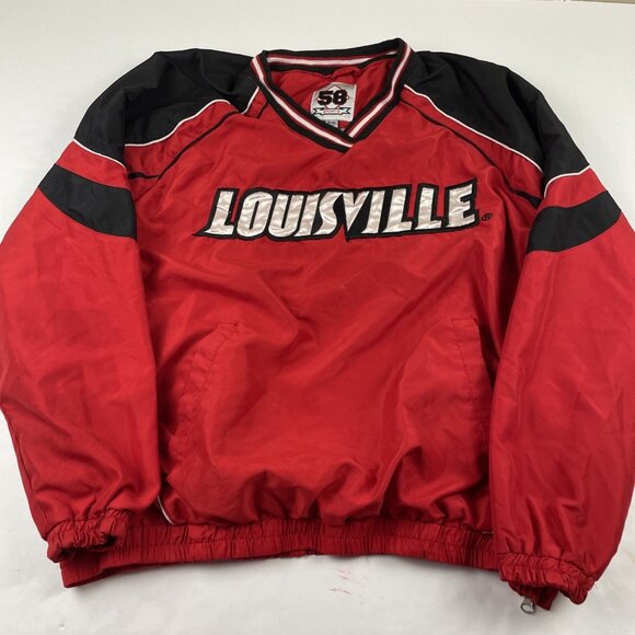 Louisville Cardinals Pullover Windbreaker Jacket Men’s XL Lined By 58 Sports - Picture 2 of 13